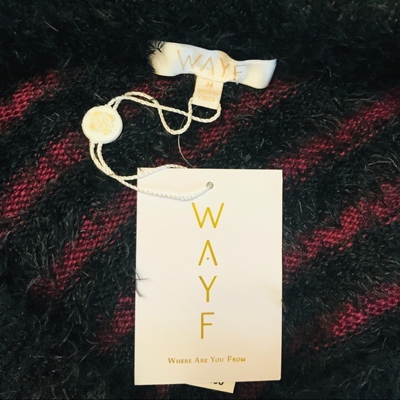 WAYF One-Shoulder Crimson & Black Ruffle Pullover Sweater NWT - Picture 8 of 9